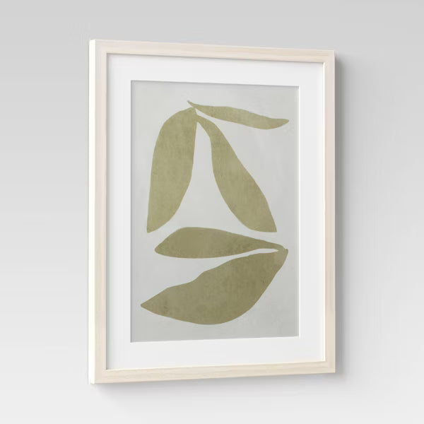 (Set of 2) Leaf Framed Wall Art Set Natural - Botanical Drawing
