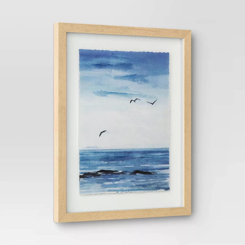 (Set of 2) Seascape Framed Art Set Natural