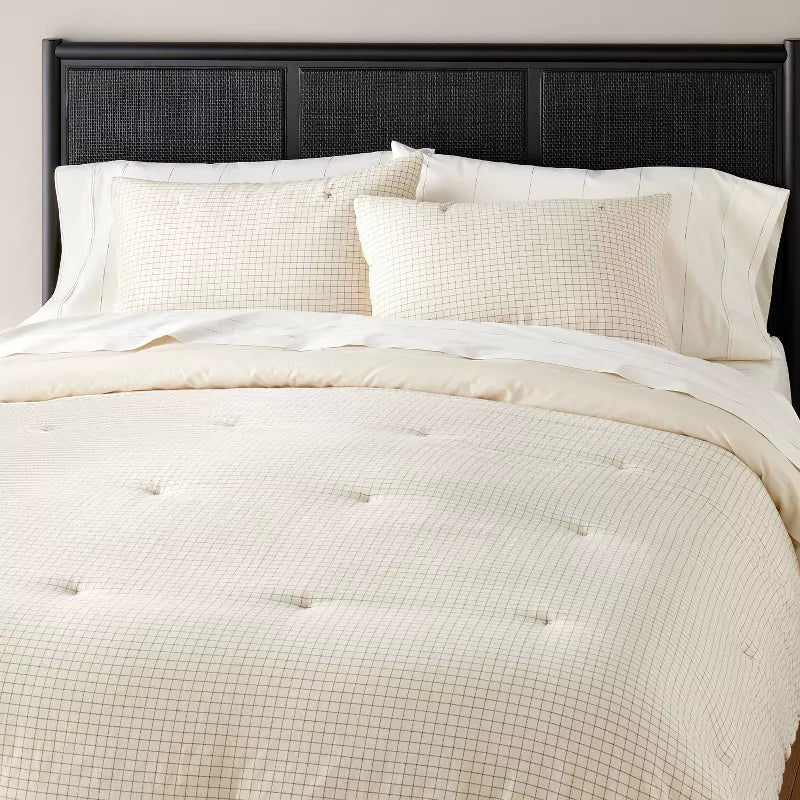 3pc Mini Grid Stitch Comforter Bedding Set - Full/Queen