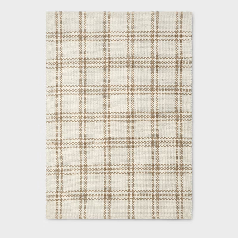 Cottonwood Handwoven Plaid Wool/Cotton Area Rug - 5'x7'