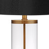 Table Lamp Fillable High Clear Glass Gold Cylinder White Hardback Drum Shade Nightstand