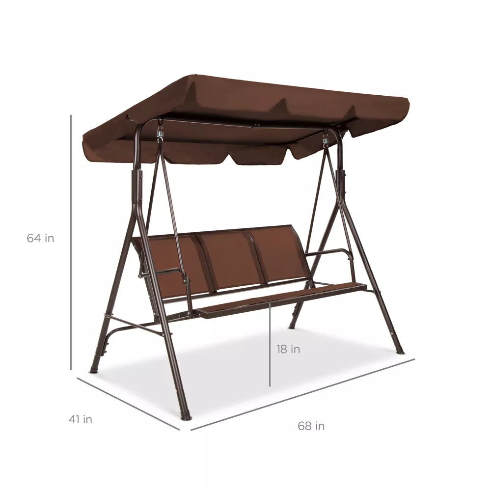 2-Seater Outdoor Adjustable Canopy Swing Glider Patio Bench