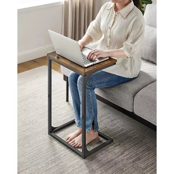 C-Shaped End Side Couch Small TV Tray Table