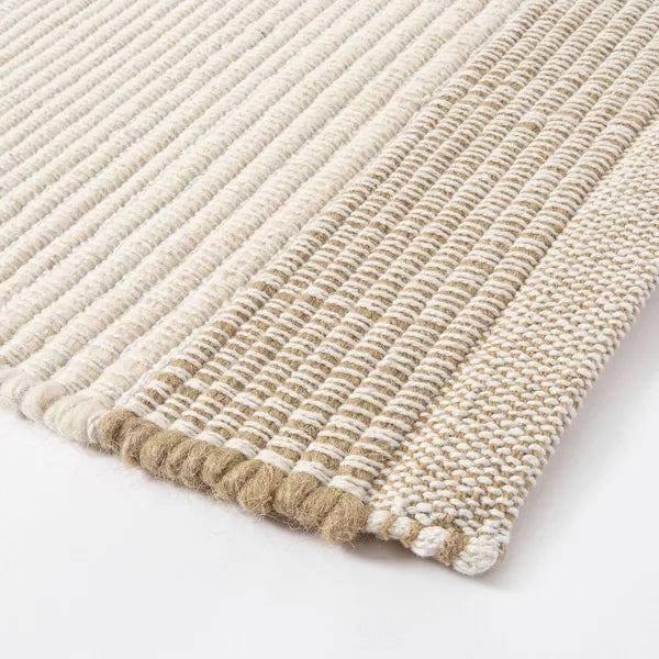 7'x10' Marina Striped Wool/Cotton Area Rug Cream