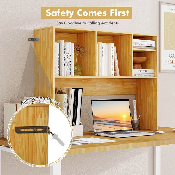 Computer Desktop Bookcase Countertop Storage Organizer with 4 Cubbies