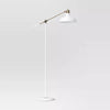 Crosby Schoolhouse Floor Lamp White - Chrome Finish, Adjustable Arm, ETL Listed