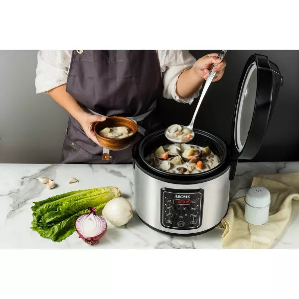 Digital Multicooker & Rice Cooker - Stainless Steel: 5 Settings, Automatic Keep Warm, Nonstick