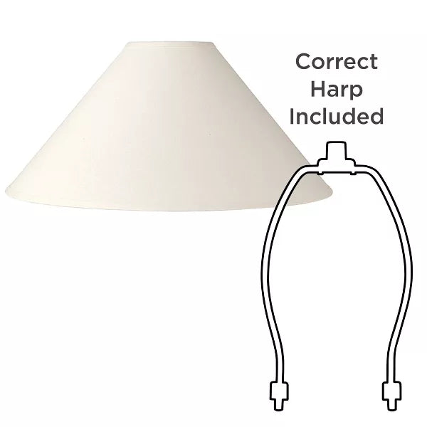 Large Bottom Empire Lamp Shade Linen Chimney Top x High Spider Replacement Harp and Finial Fitting