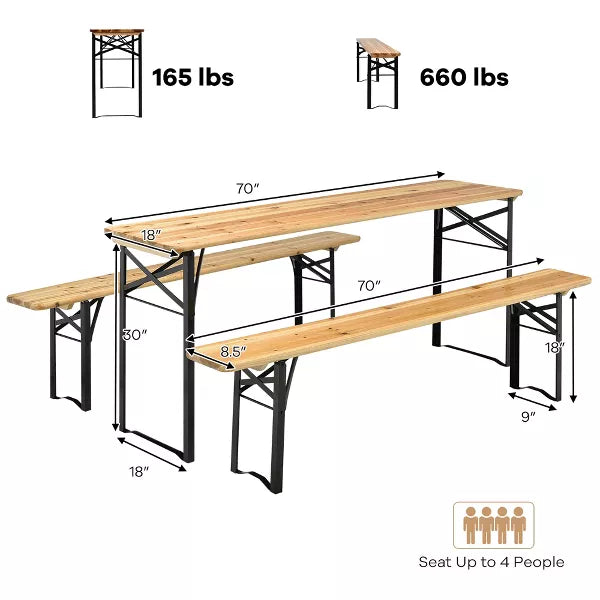 3 PCS Beer Table Bench Set