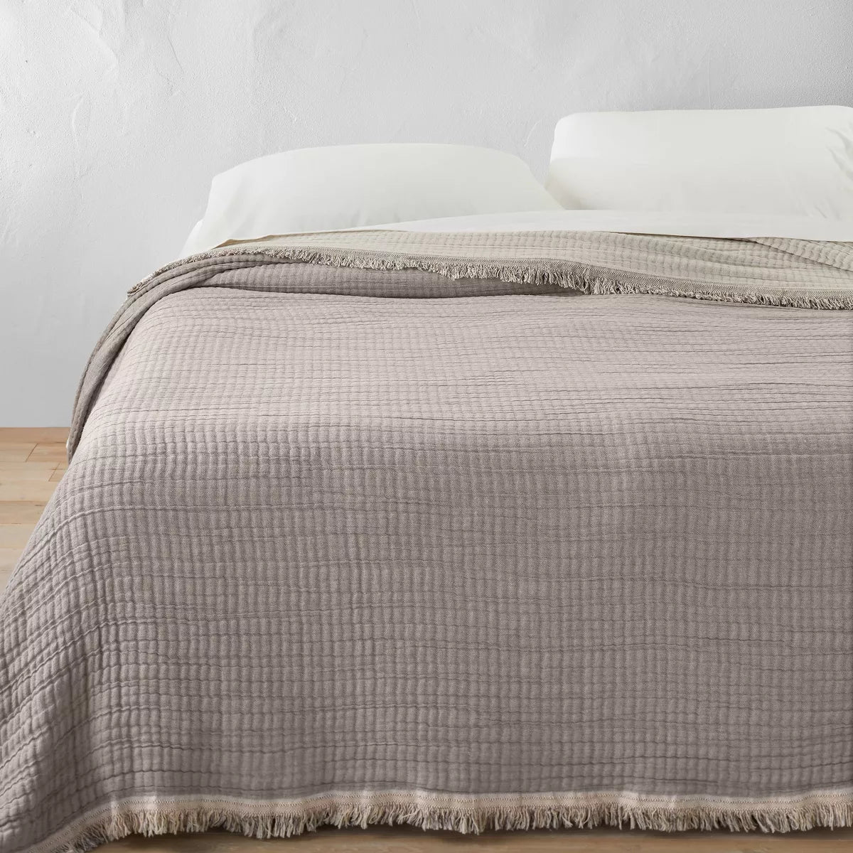 Reversible Textured Cotton Chambray Coverlet - Full/Queen