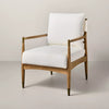 Boucle Upholstered Accent Arm Chair with Striped Back Pillow SHOWROOM ONLY ITEM