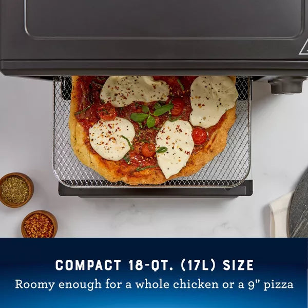 Toaster Oven With Air Fry Matte Black: Convection, Steel, Includes Broiler Pan & Air Fry Basket
