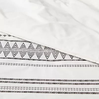 5pc Woven Diamond Stripe Comforter Set Cream/Black - Full/Queen