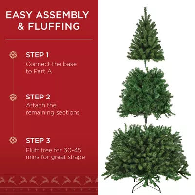 Premium Spruce Artificial Christmas Tree w/ Easy Assembly, Metal Hinges & Foldable Base