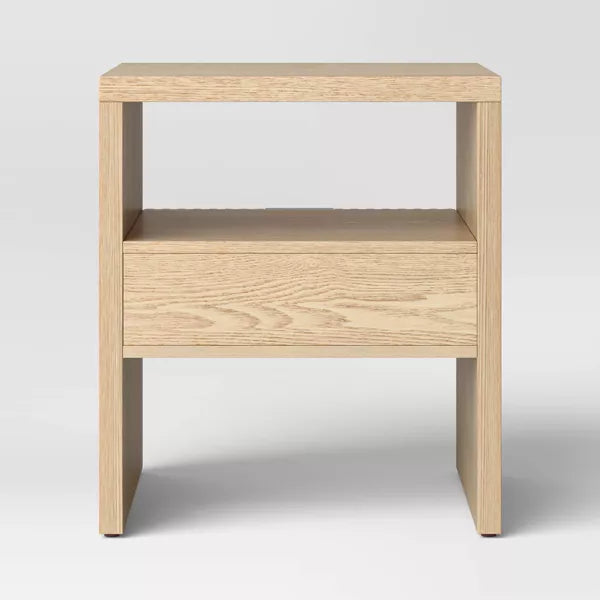 Groove Dowel Accent Table with Shelf Natural Wood