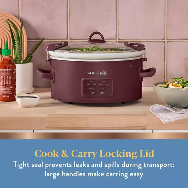 Cook & Carry Programmable Slow Cooker Ceramic Lambrusco Red