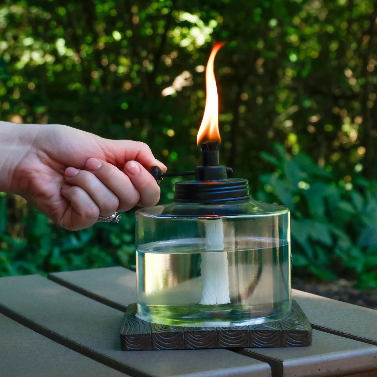 Large Table Top Mixed Material Adjustable Flame Oil Lamp: Votive Torch, Fiberglass Wick, No Assembly Required - Set of 6