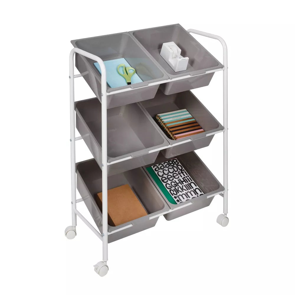 6 Bin rolling cart
