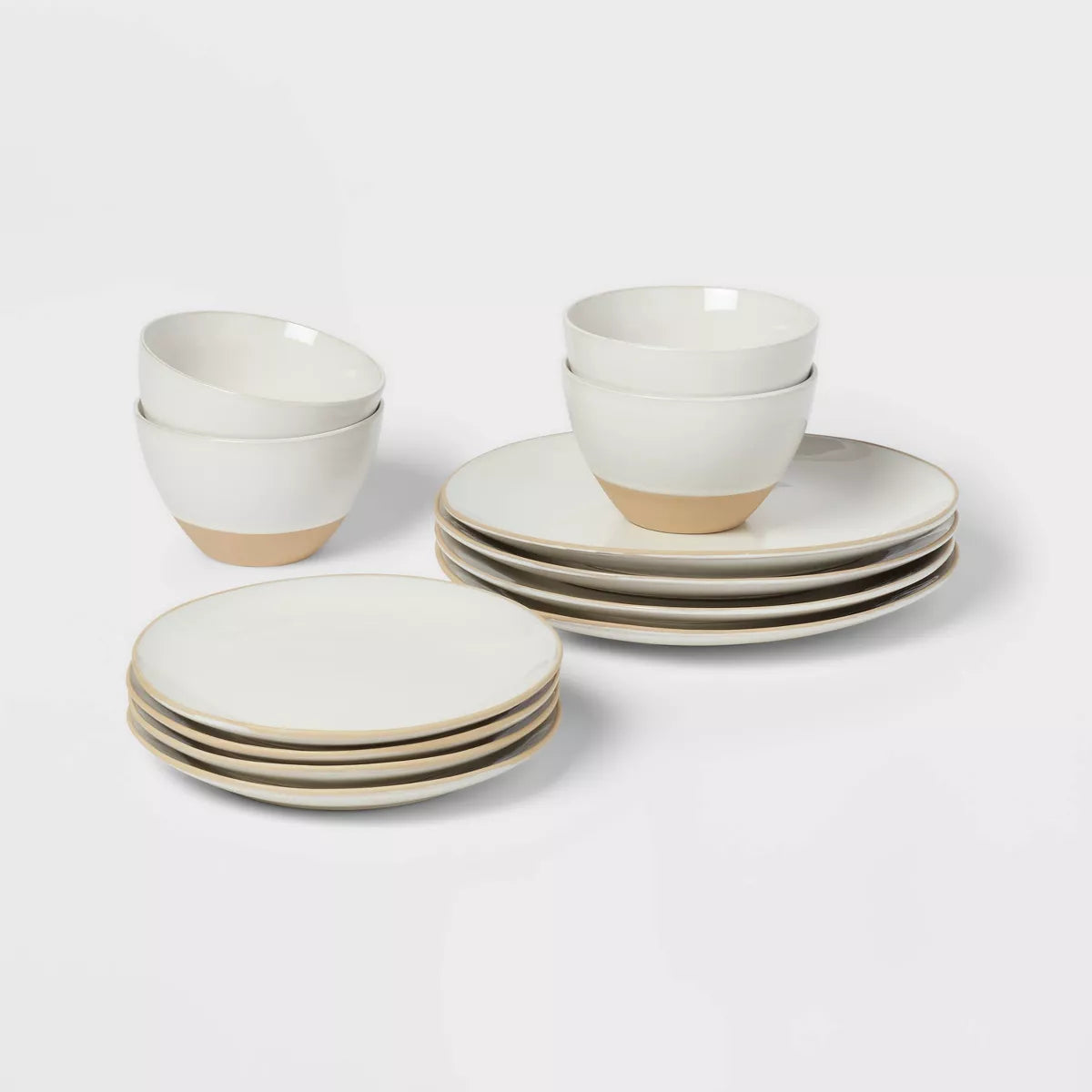 12pc Stoneware Wethersfield Artisan Dinnerware Set White
