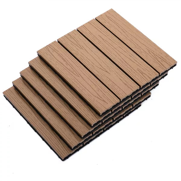 WPC Interlocking Composite Deck Tile 11 Pack for the Patio or Porch for a New Classic Look