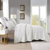 3-Piece Elegantly Embroidered Cotton Quilt Bedspread Set White Queen