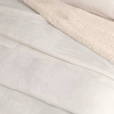 Cozy Solid Plush with Shearling Reverse Bed Blanket - King