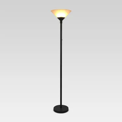 Torchiere Floor Lamp with Glass Shade
