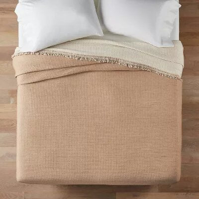 Reversible Textured Cotton Chambray Coverlet - King