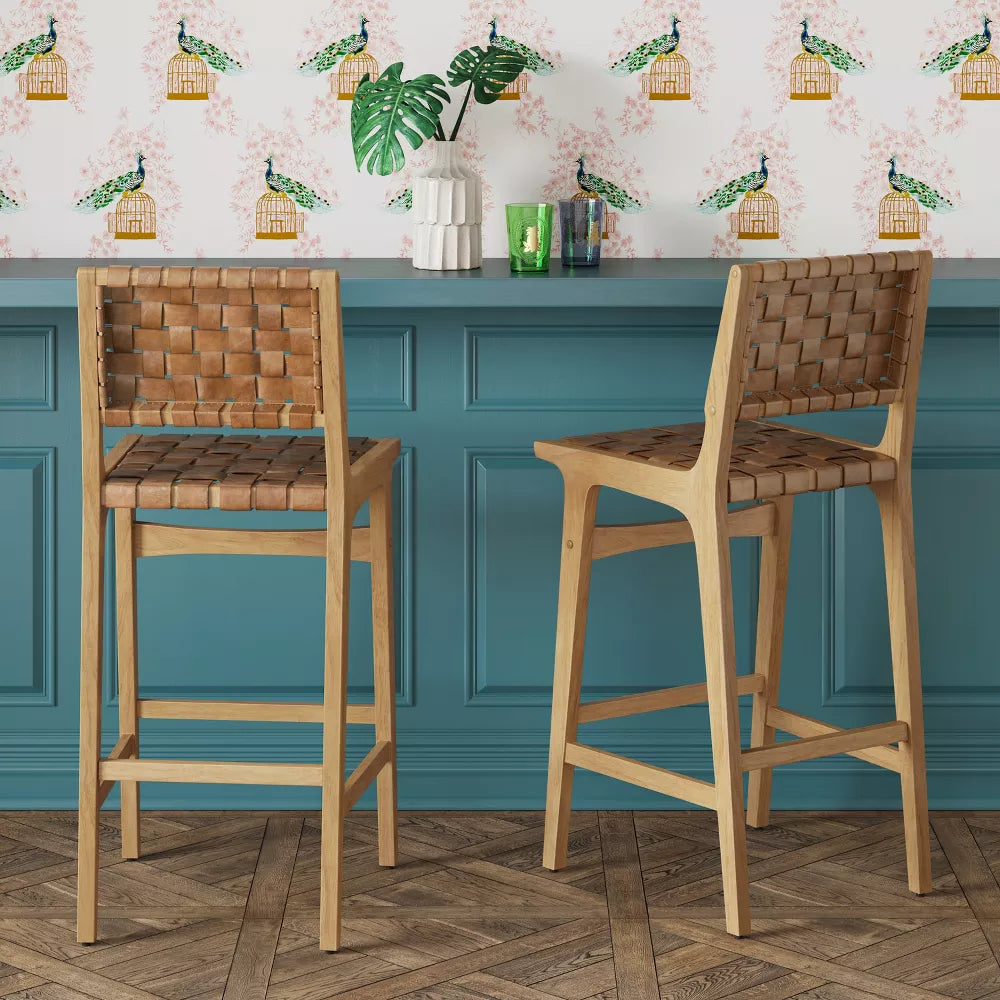 Ceylon Woven and Wood Barstool