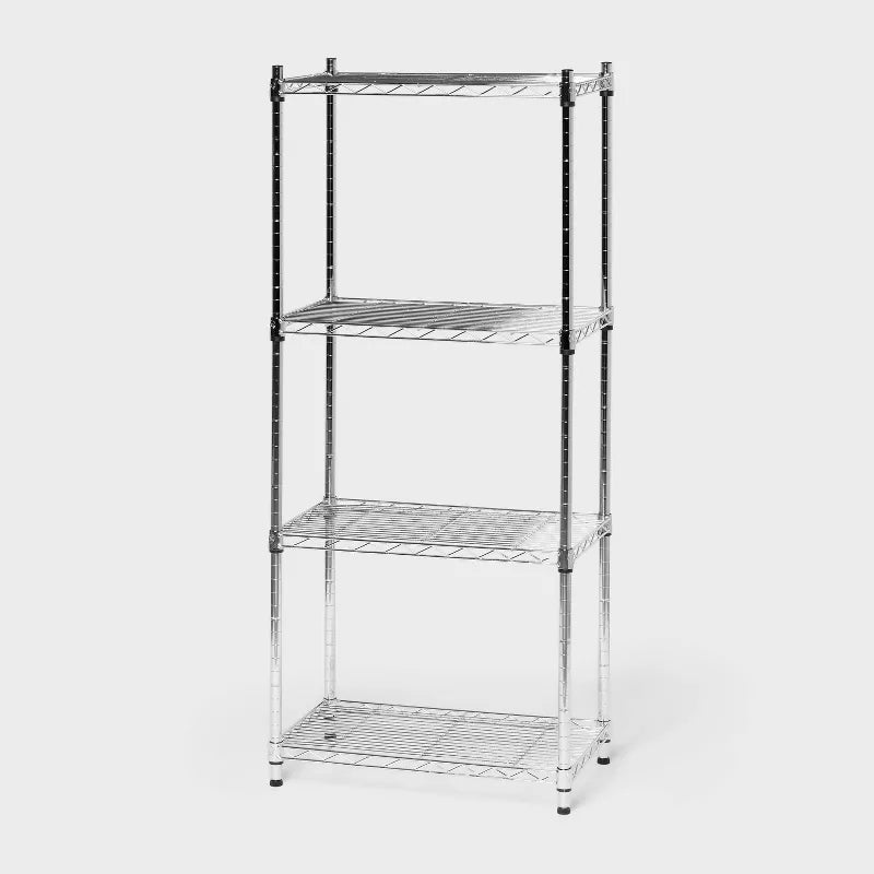 4 Tier Wire Shelving Chrome