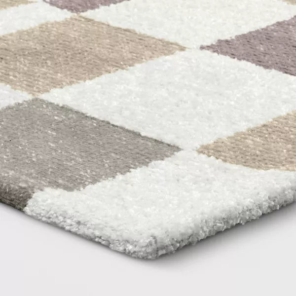 Checkered Woven Flatweave Area Rug White