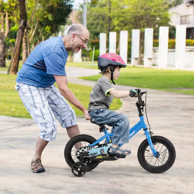Kids Training Bike with Removable Training Wheels Pneumatic Tires Navy/Black