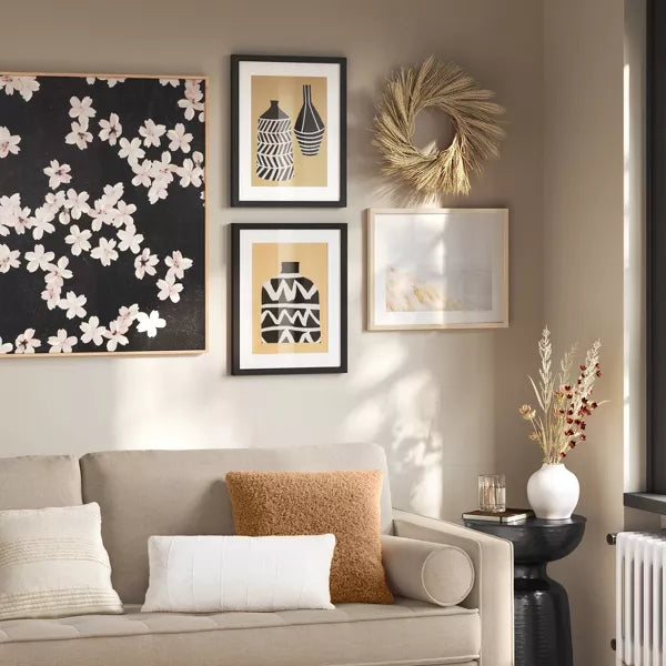 (Set of 2) Vase Set I and II Framed Decorative Wall Art Set with Mat