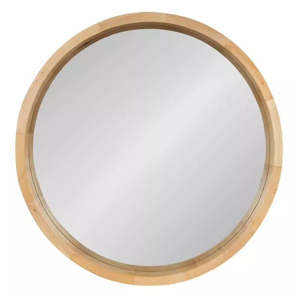 Hutton Round Decorative Wood Frame Wall Mirror