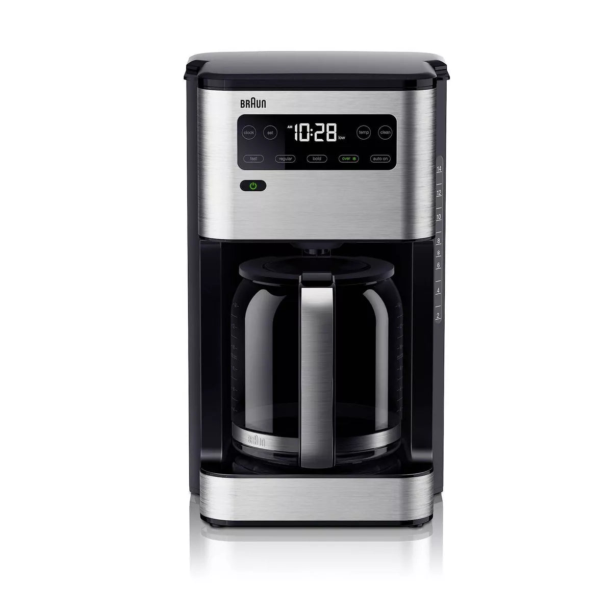 PureFlavor 14c Drip Coffee Maker - Black Automatic Shut-Off, Glass Carafe, Warming Plate