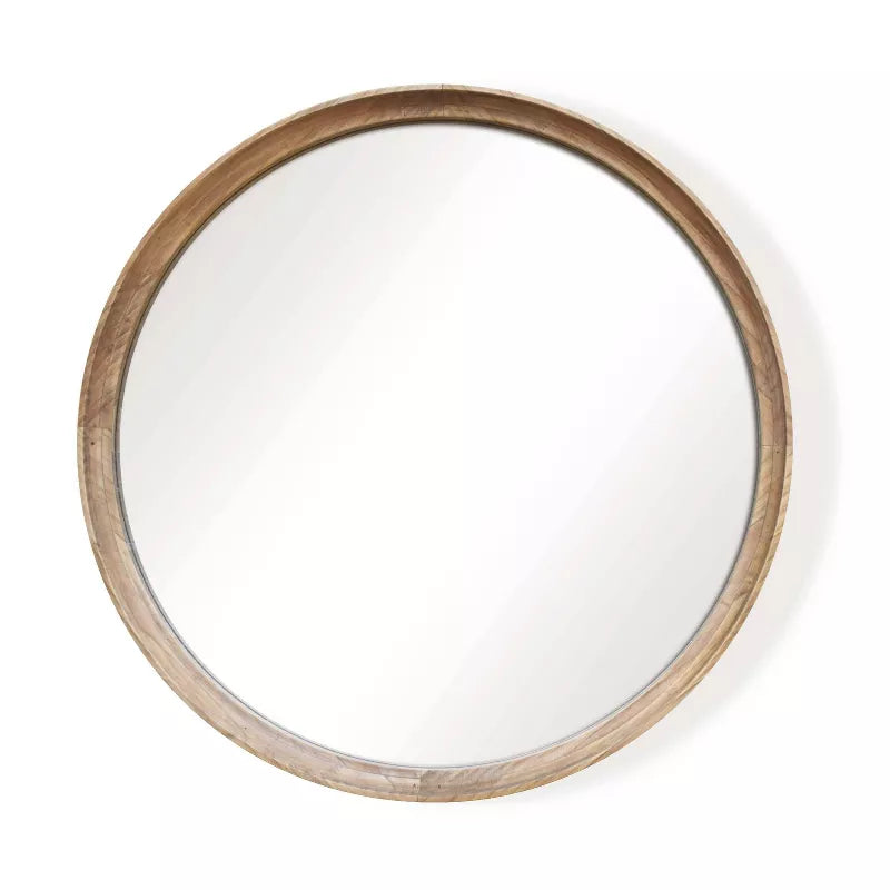 Classic Wood Round Mirror Natural