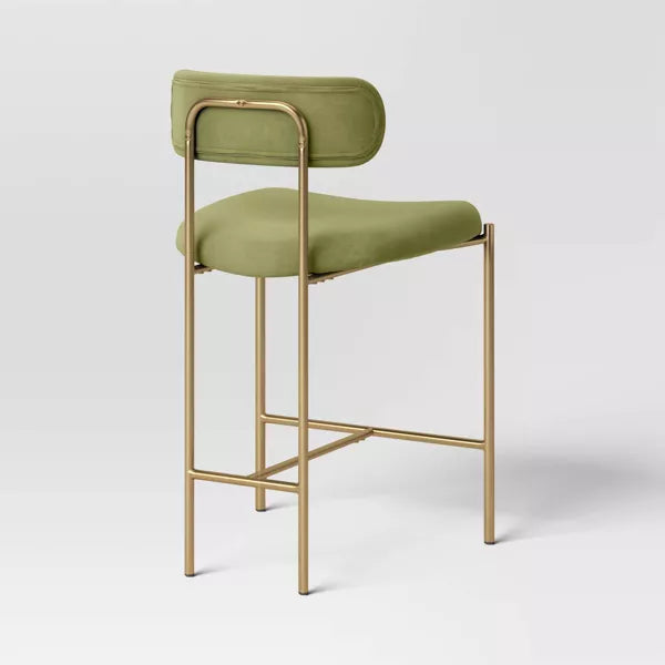 Orion Luxe Backed Counter Height Barstool with Brass Legs