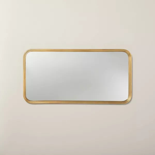 Decorative Molding Rectangular Wall Mirror Antique Brass