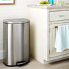 D Shape Step Trash Can - Stainless Steel, 13 Gallon, Kitchen Garbage Can, Smooth Finish, Indoor Use