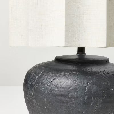 Oversized Ceramic with Fluted Shade Table Lamp Black/White