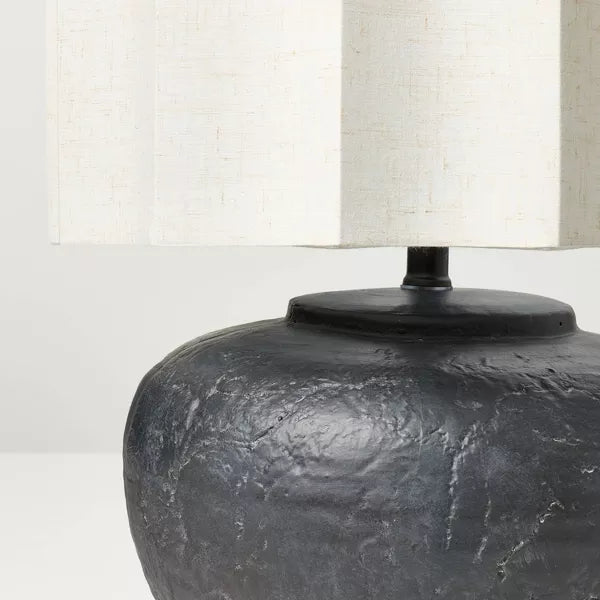 Oversized Ceramic with Fluted Shade Table Lamp Black/White
