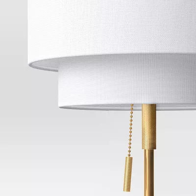 Double Shade Knurled Collection Table Lamp Gold