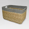Seagrass Extra Large Rectangle Storage Basket with Gray Trim