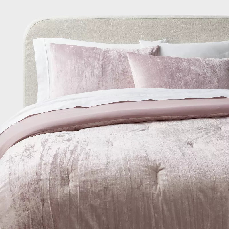 3pc Luxe Distressed Crinkle Velvet Comforter and Sham Set - Full/Queen
