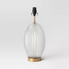 Large Ribbed Glass Lamp Base Clear