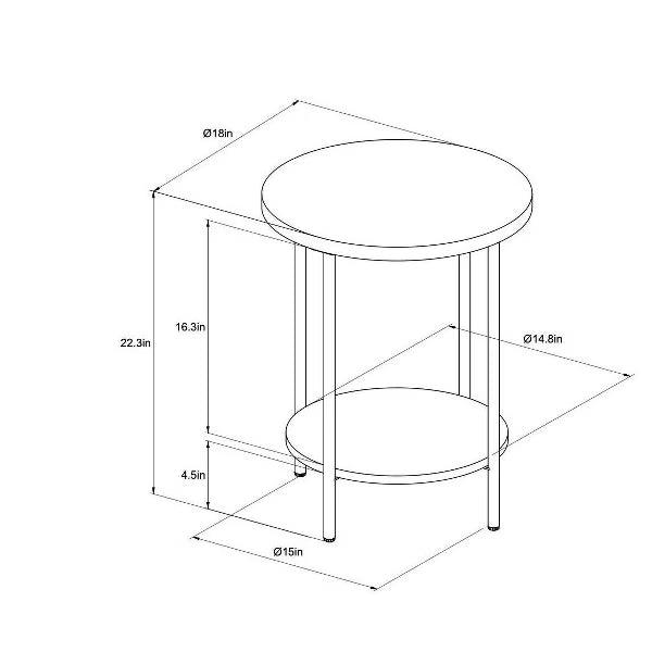 Wood and Metal Small Round Side Table