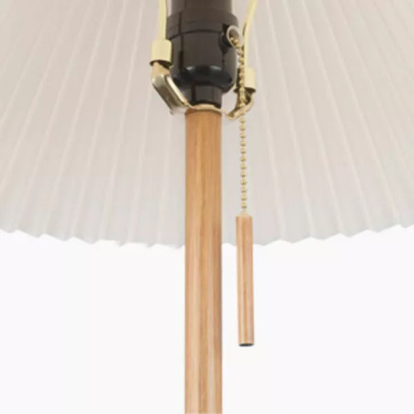 Wood Toned Finish Floor Lamp with Pleated Fabric Shade