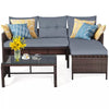 3PCS Patio Wicker Rattan Sofa Set Outdoor Sectional Conversation Set