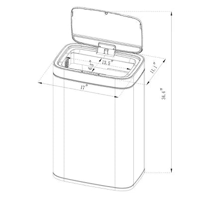 Motion Wastebasket with Liner - Stainless Steel Touchless Kitchen Trash Can, Silver