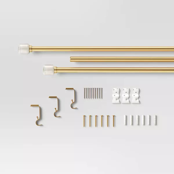 Clear Ribbed Curtain Rod Brass